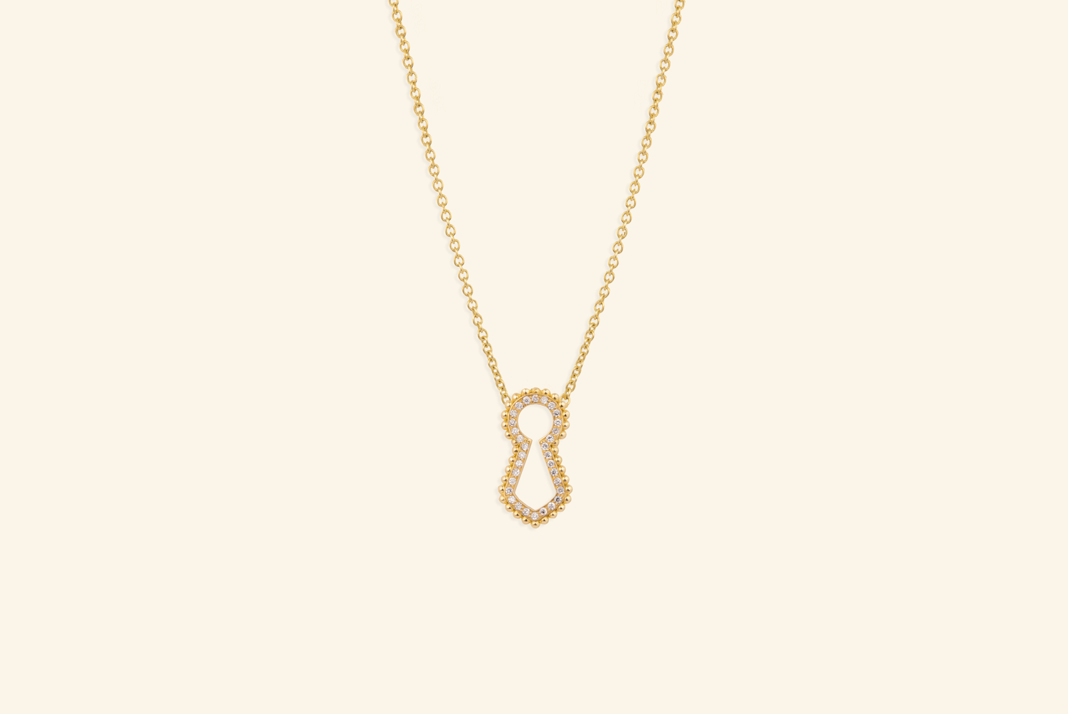 Unlock pavé pendant, small model, yellow gold, diamonds