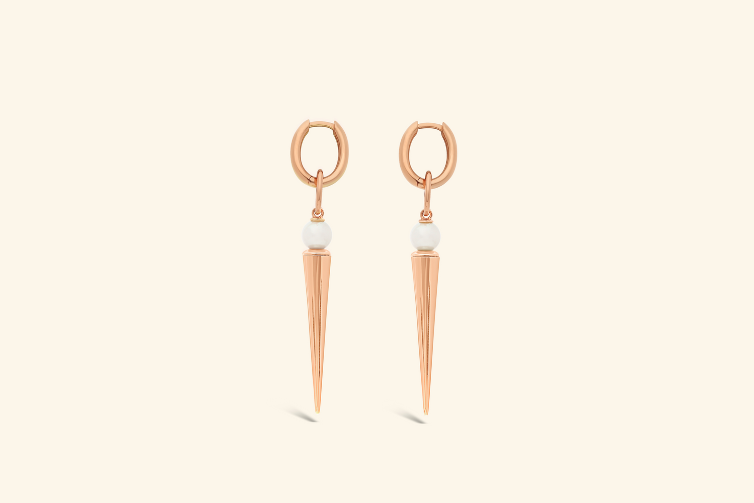 Boucles d'oreilles Pampille, or rose, perles