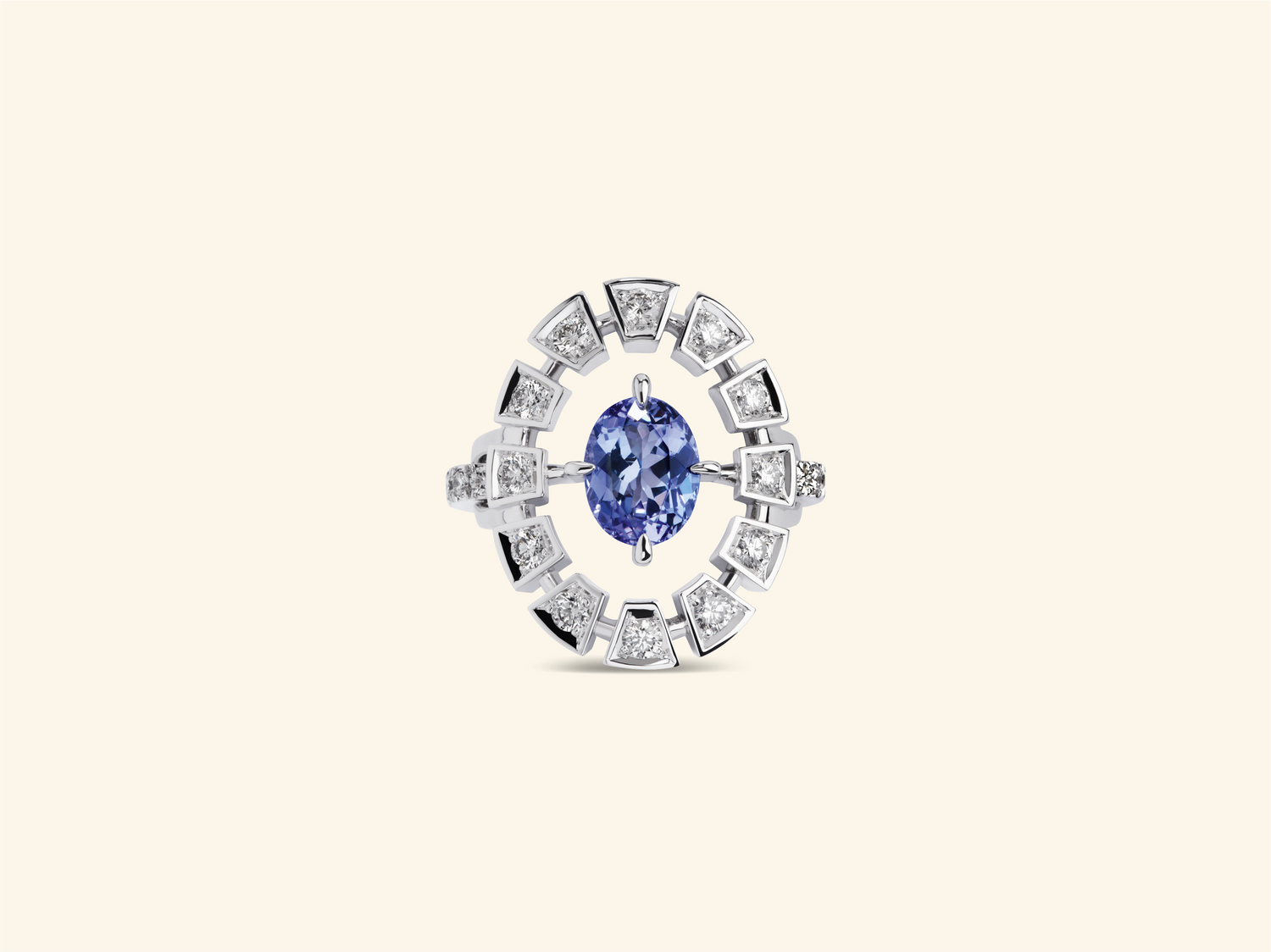 Bague Frame, or blanc, diamants, tanzanite