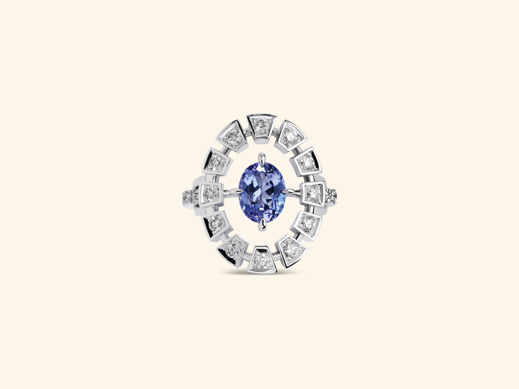 Bague Frame, or blanc, diamants, tanzanite