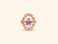 Bague Frame, or rose, céramique orange, diamants, tourmaline rose