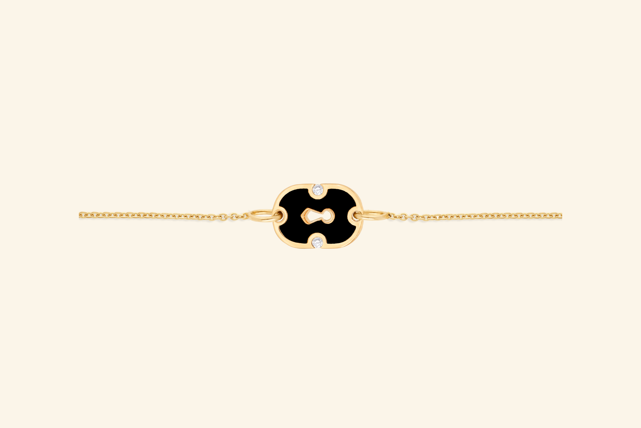 Bracelet Unlock petit modèle, or jaune, céramique noire, diamants