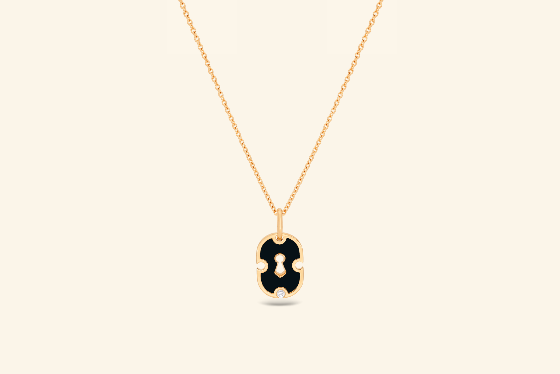Pendentif Unlock petit modèle, or jaune, céramique noire, diamant