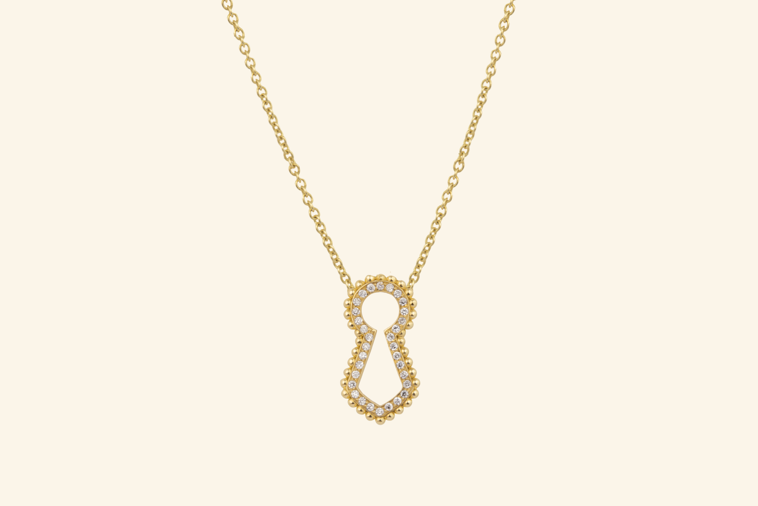 Unlock pavé pendant, large model, yellow gold, diamonds