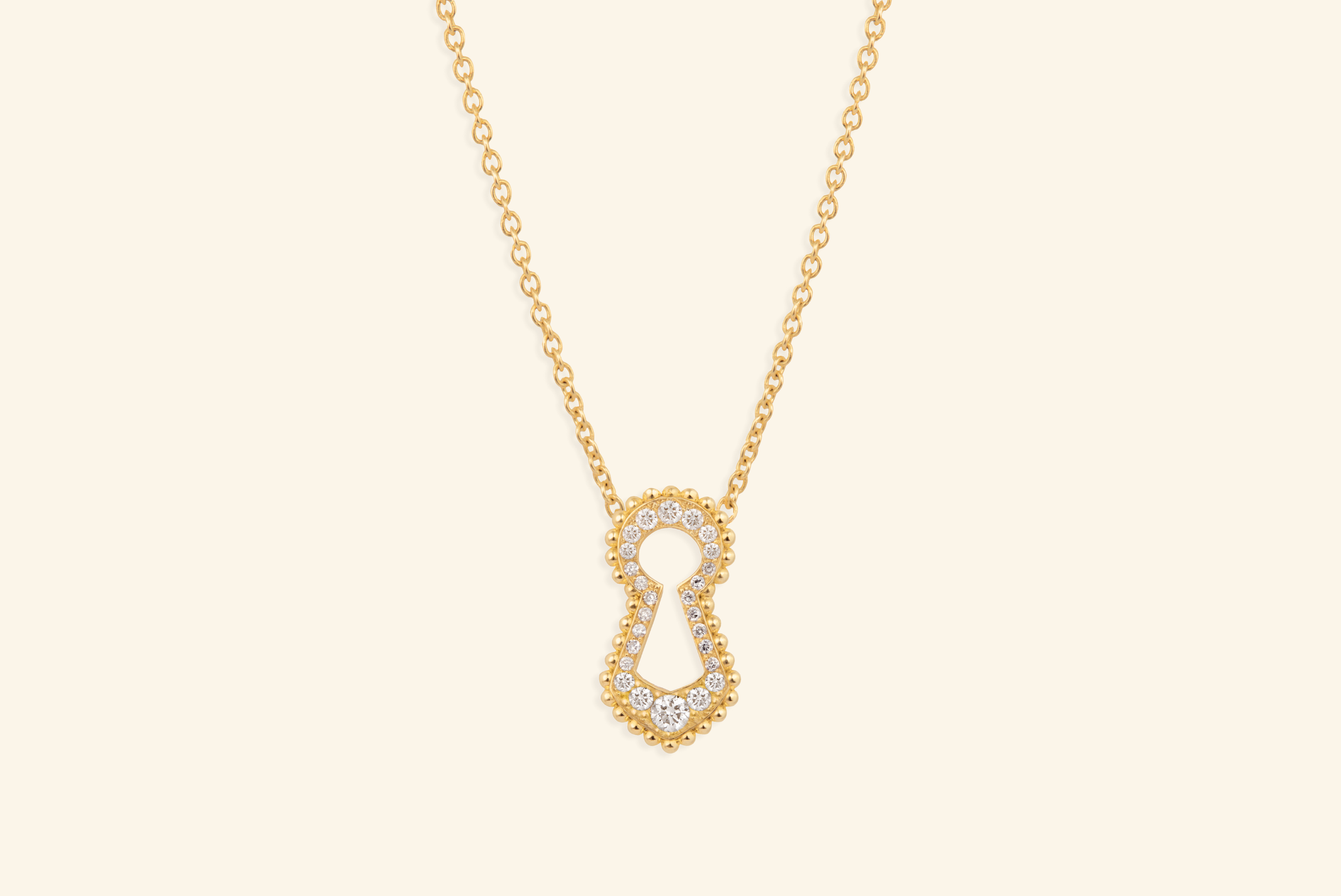 Pendentif Unlock pavé grand modèle, or jaune, diamants