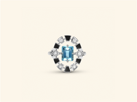 Bague Frame, or blanc, céramique noire, diamants, aigue-marine