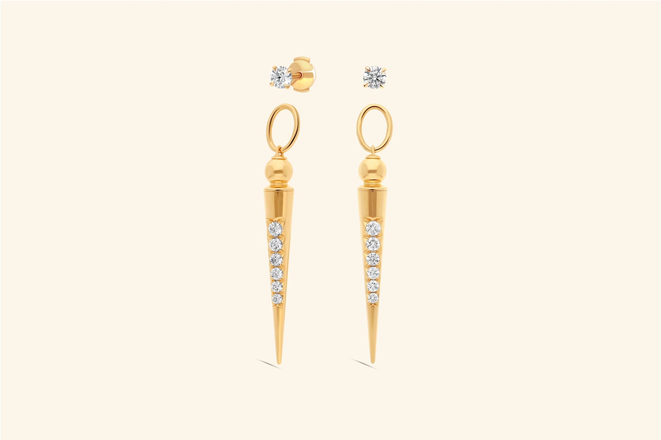 Boucles d'oreilles Pampille, or jaune, diamants