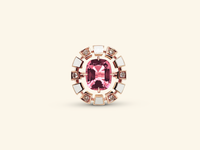 Bague Frame ronde, or rose, céramique blanche, diamants, tourmaline rose