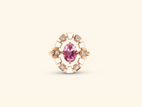 Bague Frame, or rose, céramique blanche, diamants, tourmaline rose