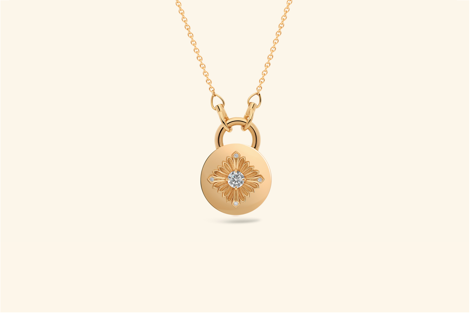 Tag necklace, yellow gold, diamonds