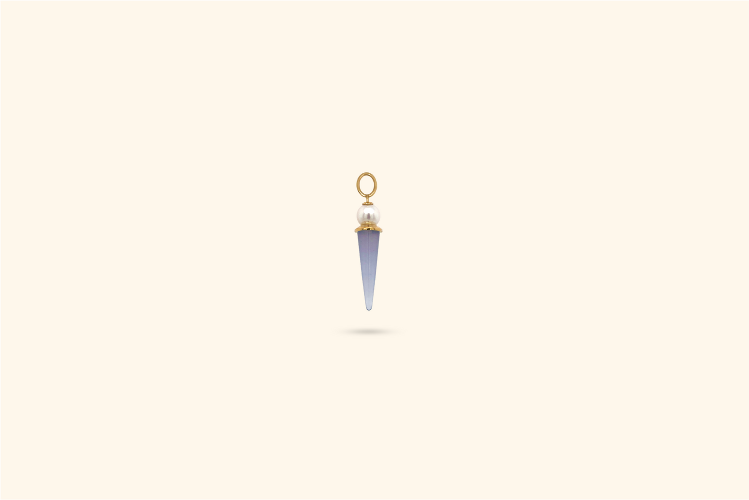 Mini Pampille pendant, yellow gold, pearl, chalcedony