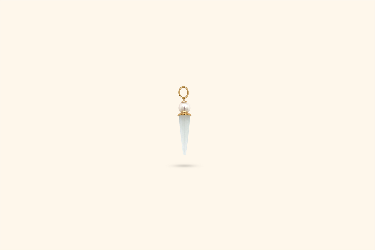 Pendentif Mini Pampille, or jaune, perle, pierre de lune