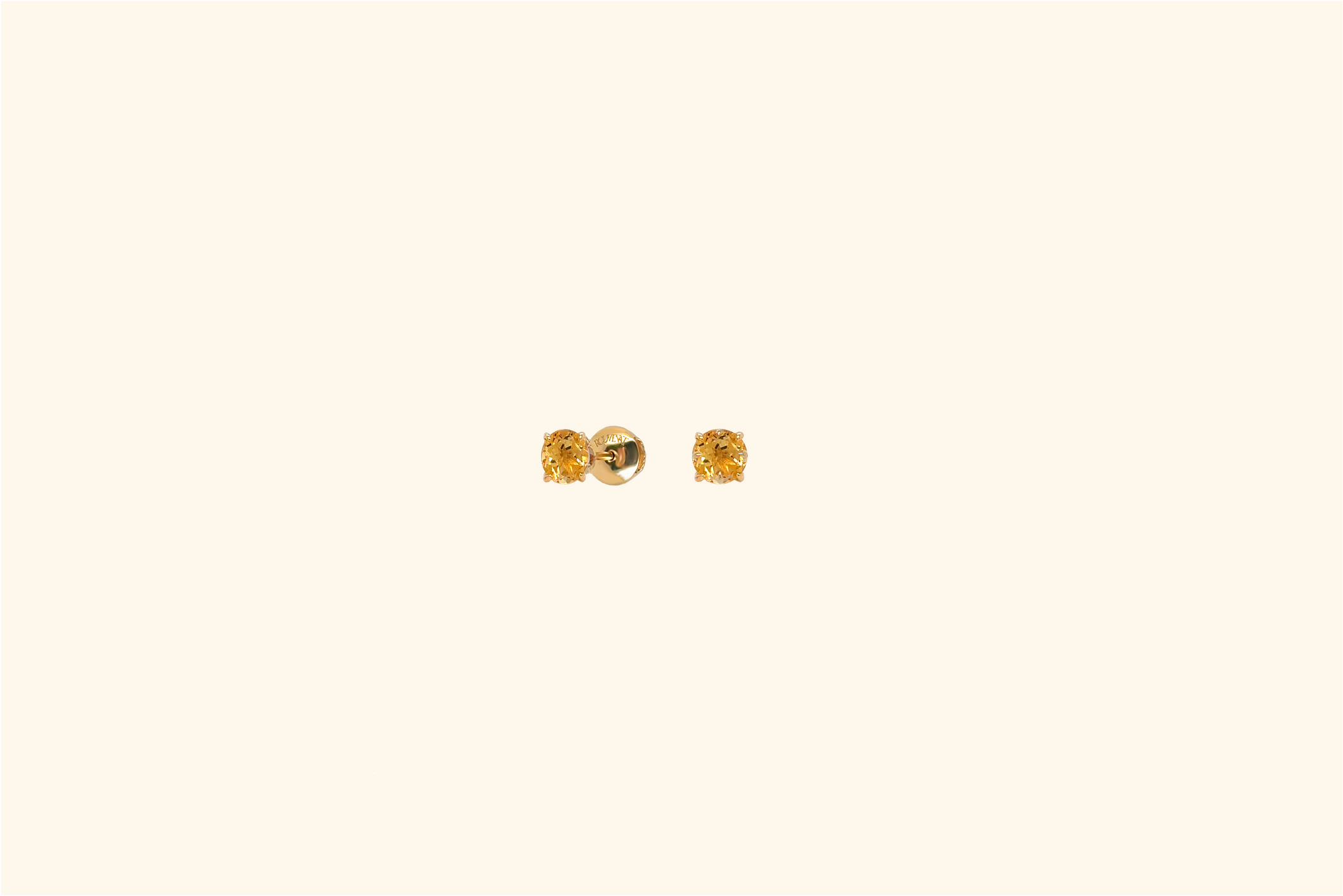 Puces d'oreilles, or jaune, citrine