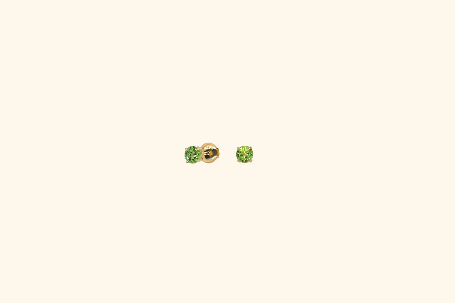 Earrings, yellow gold, peridot