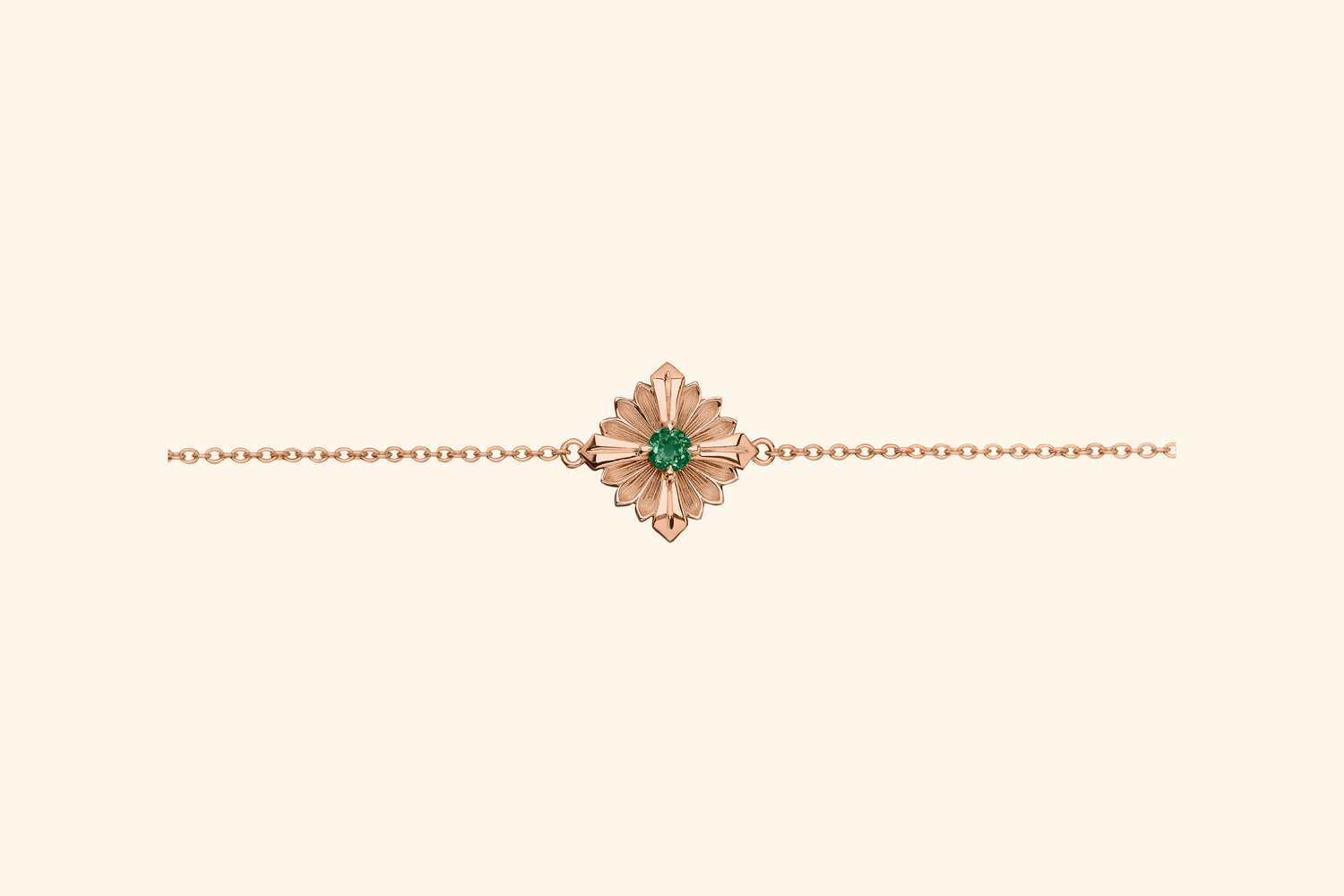 Bracelet Stamp, rose gold, green tourmaline