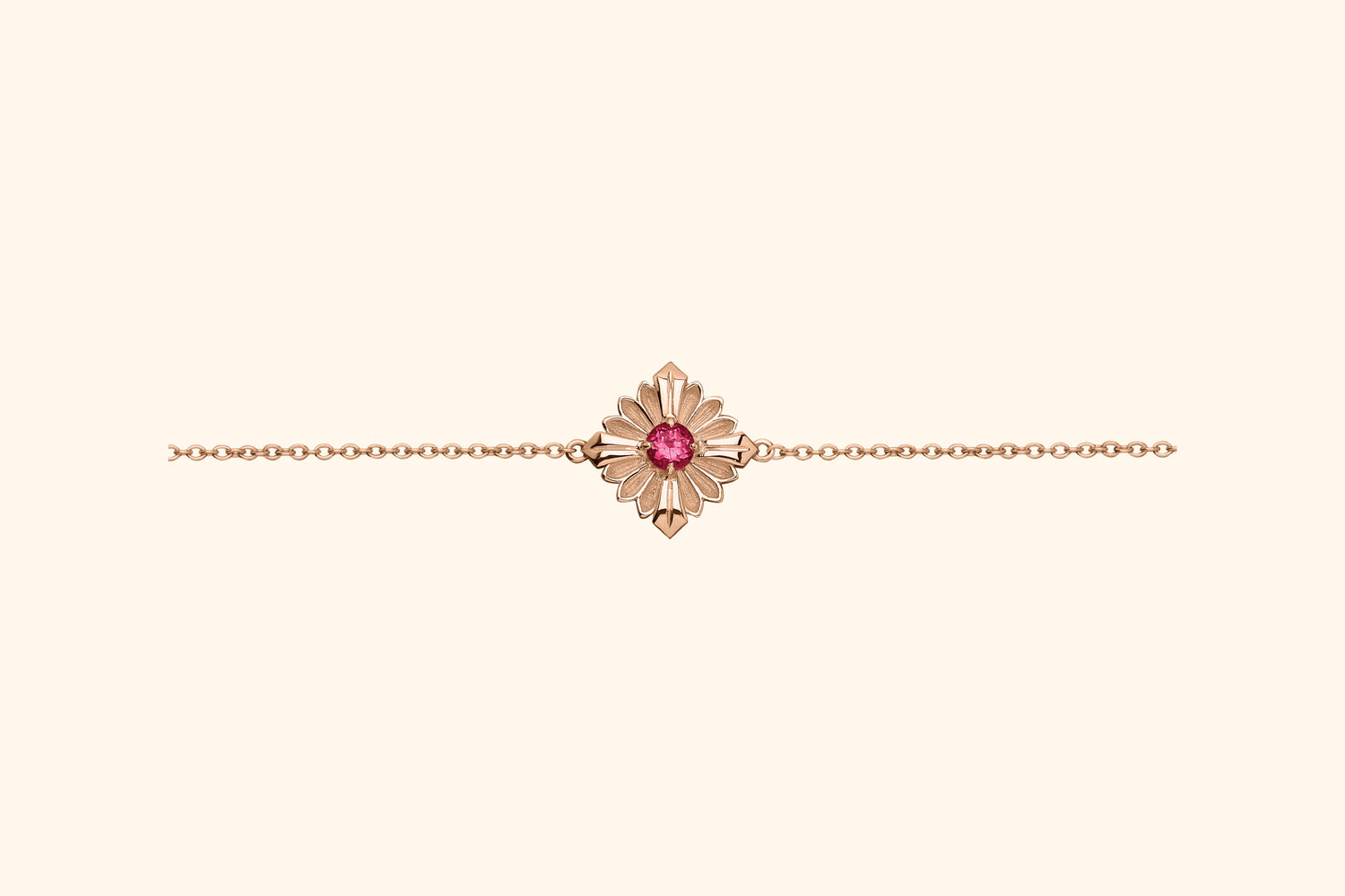 Bracelet Stamp, rose gold, rubellite