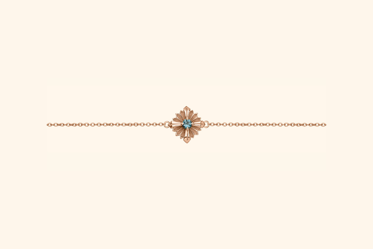 Bracelet Stamp petit modèle, or rose, aigue-marine