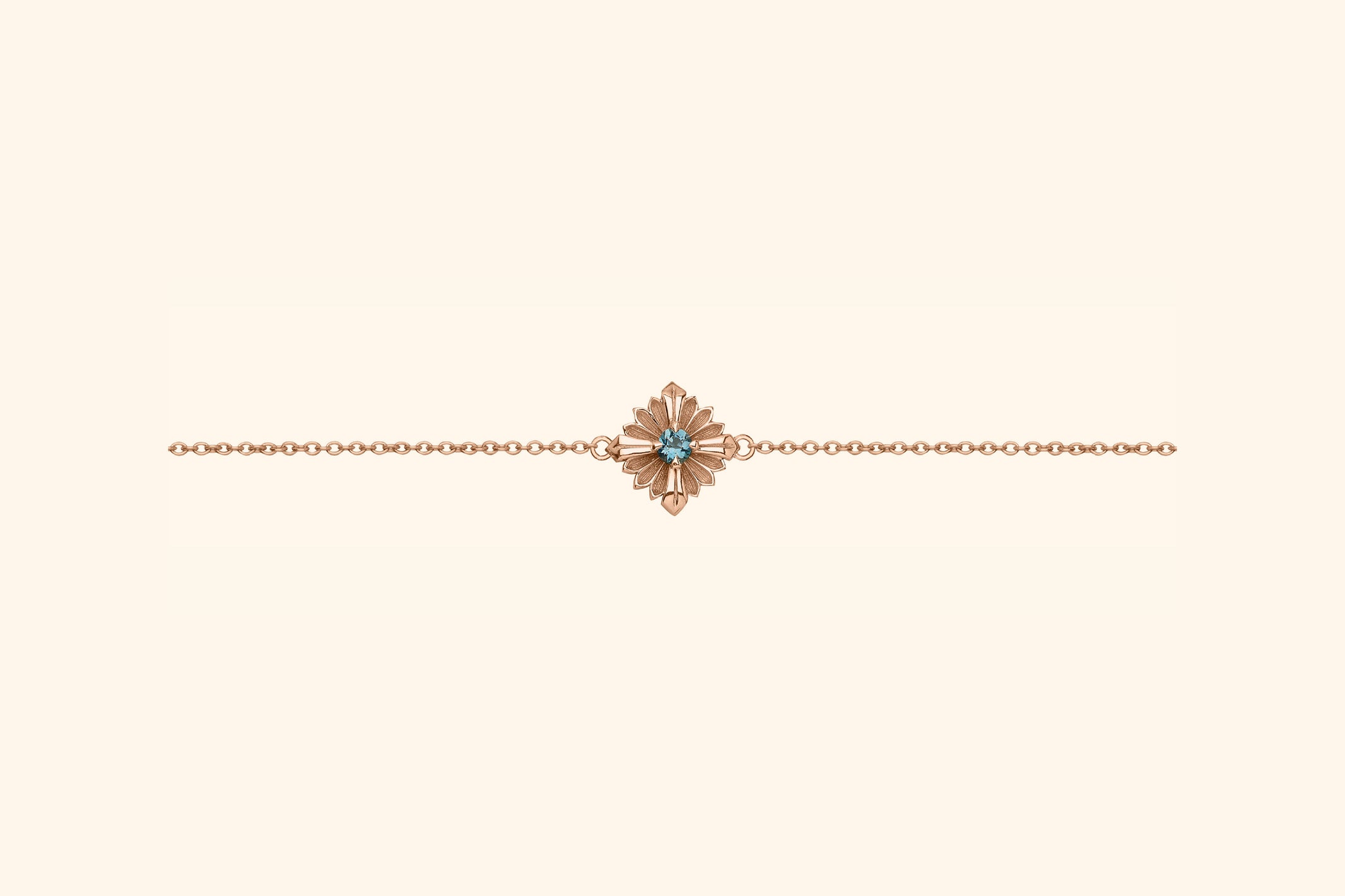 Bracelet Stamp petit modèle, or rose, aigue-marine