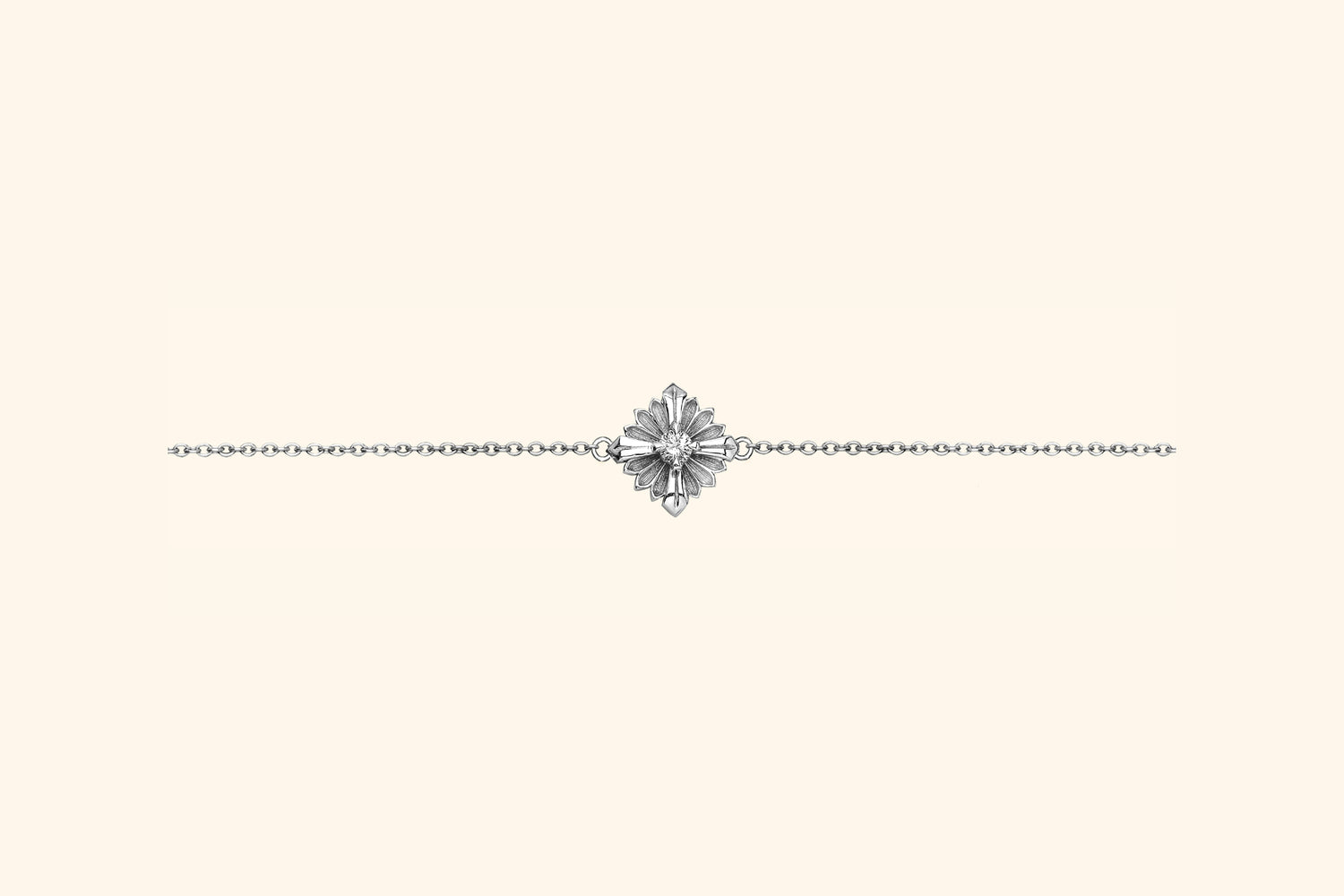 Stamp bracelet, small model, white gold, diamond