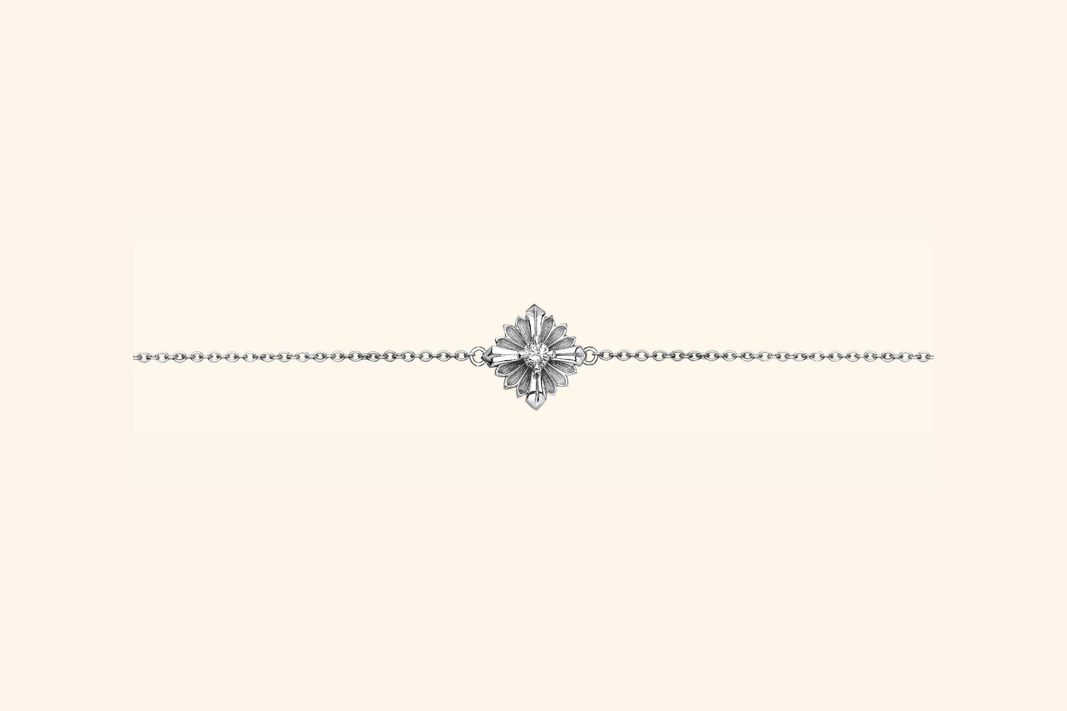 Bracelet Stamp petit modèle, or blanc, diamant
