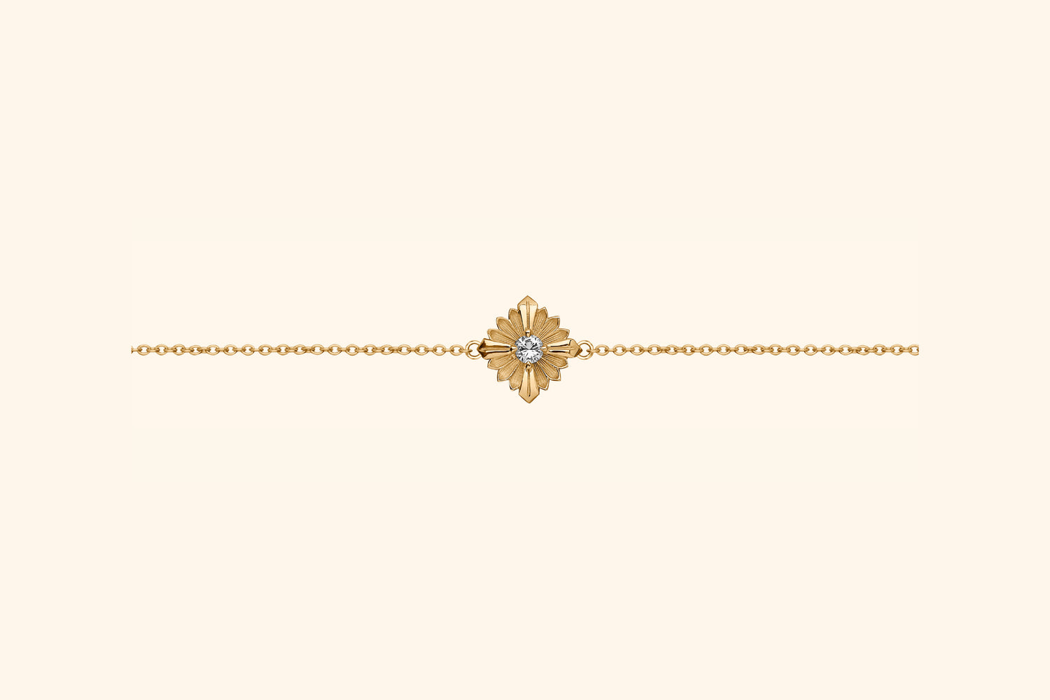 Stamp bracelet, small model, yellow gold, diamond