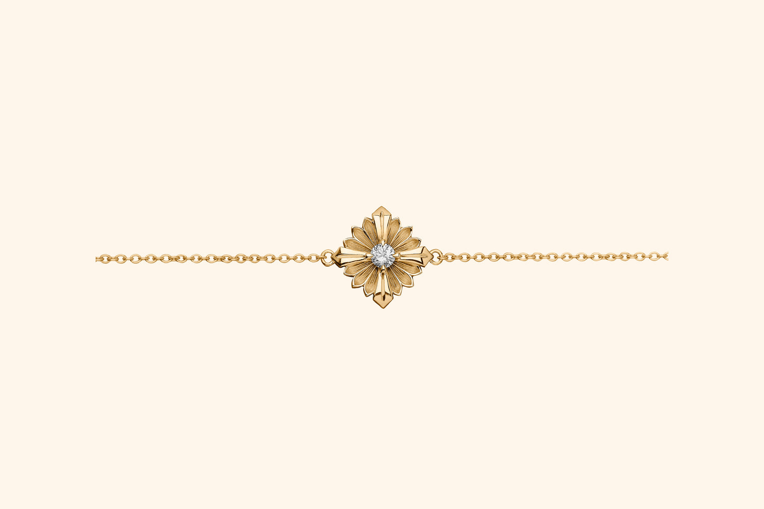 Stamp bracelet, yellow gold, diamond