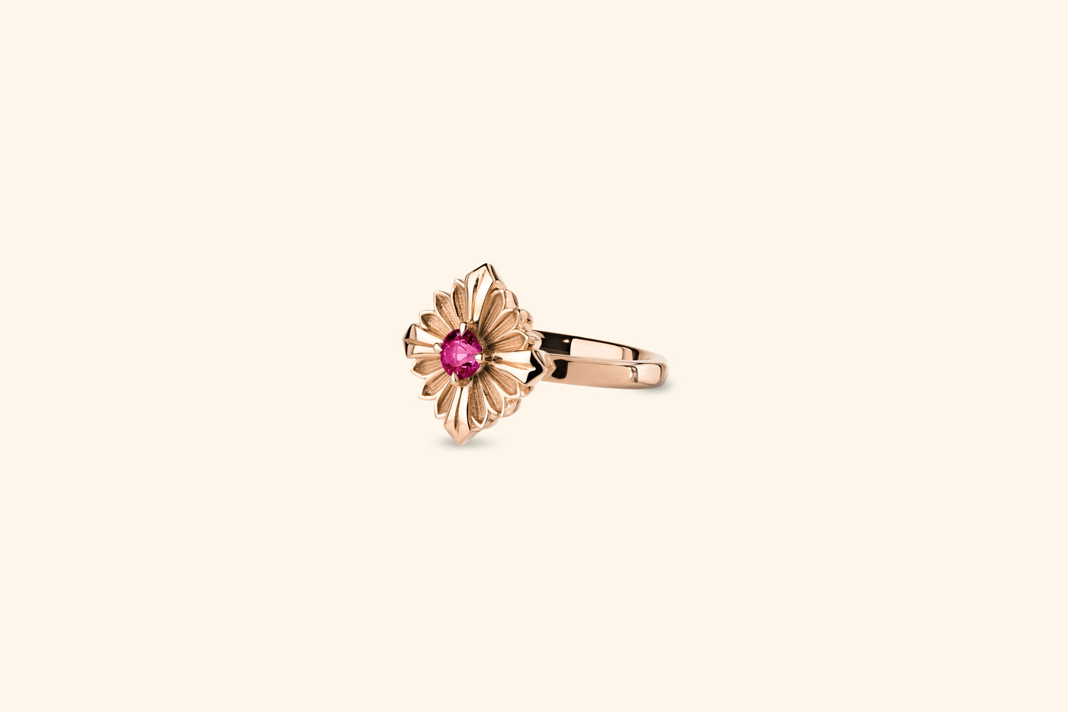 Bague Stamp, or rose, rubellite