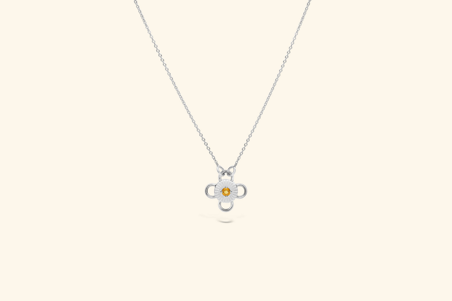 Baby Bolt Necklacea ~0.2 carat yellow sapphire set in silver.