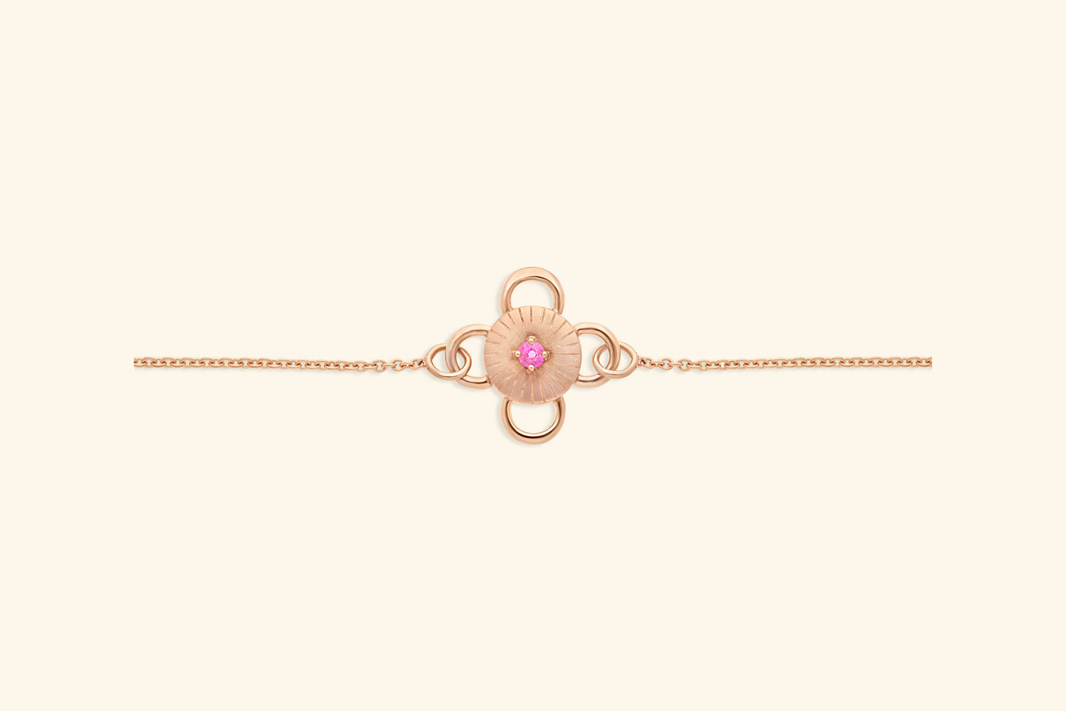 Bracelet Baby Bolt, bijou en or rose, serti d'un saphir rose rond