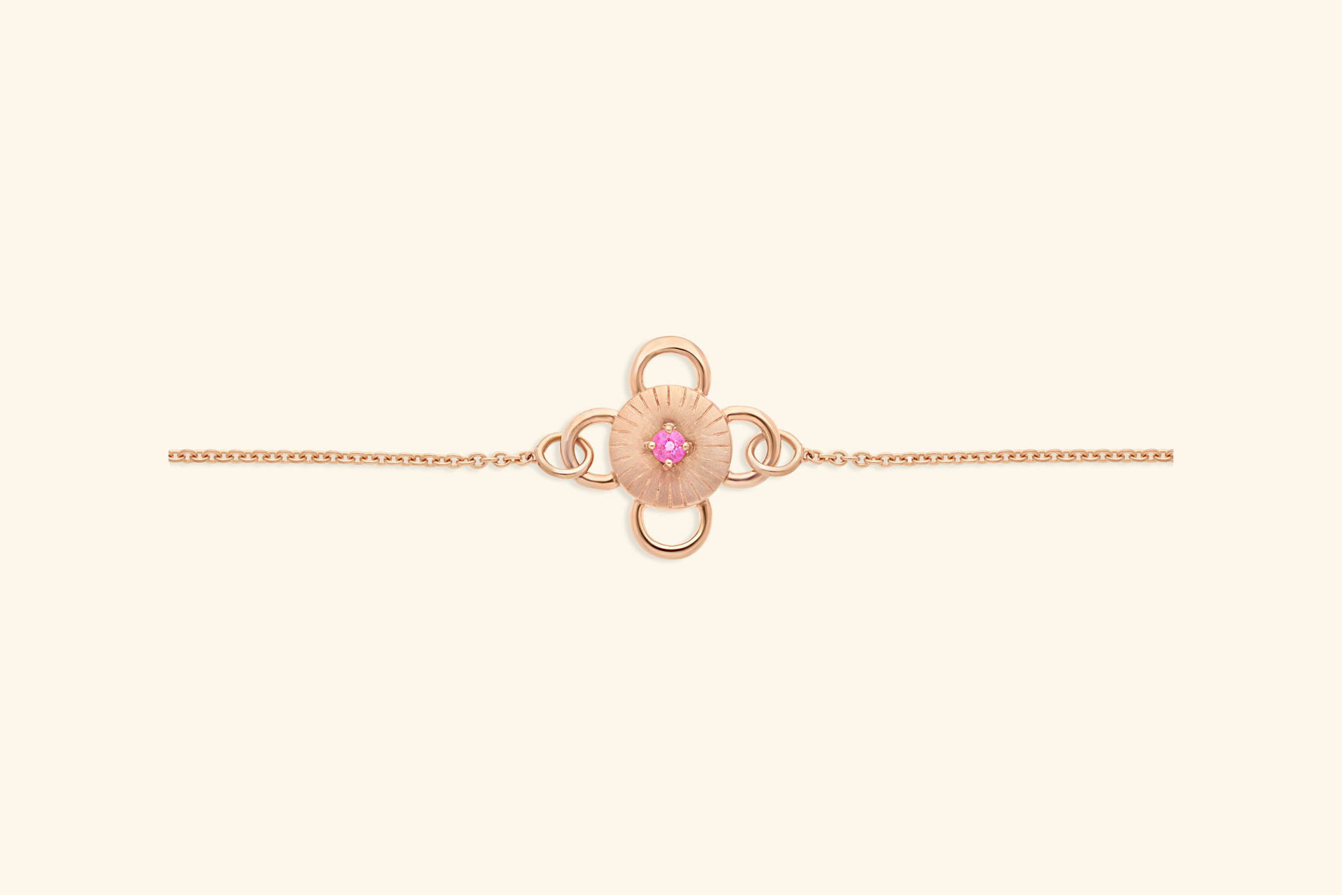 Bracelet Baby Bolt, bijou en or rose, serti d'un saphir rose rond