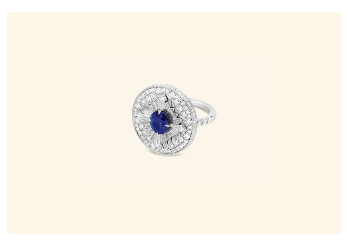 Bague Tag, or blanc, Saphir et diamants