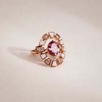 Bague Frame, or rose, céramique rose, diamants, tourmaline rose