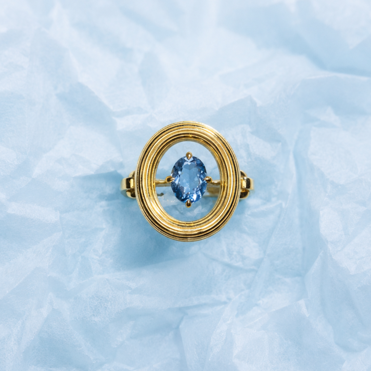 Bague Frame Or Grand modèle, or jaune, aigue-marine
