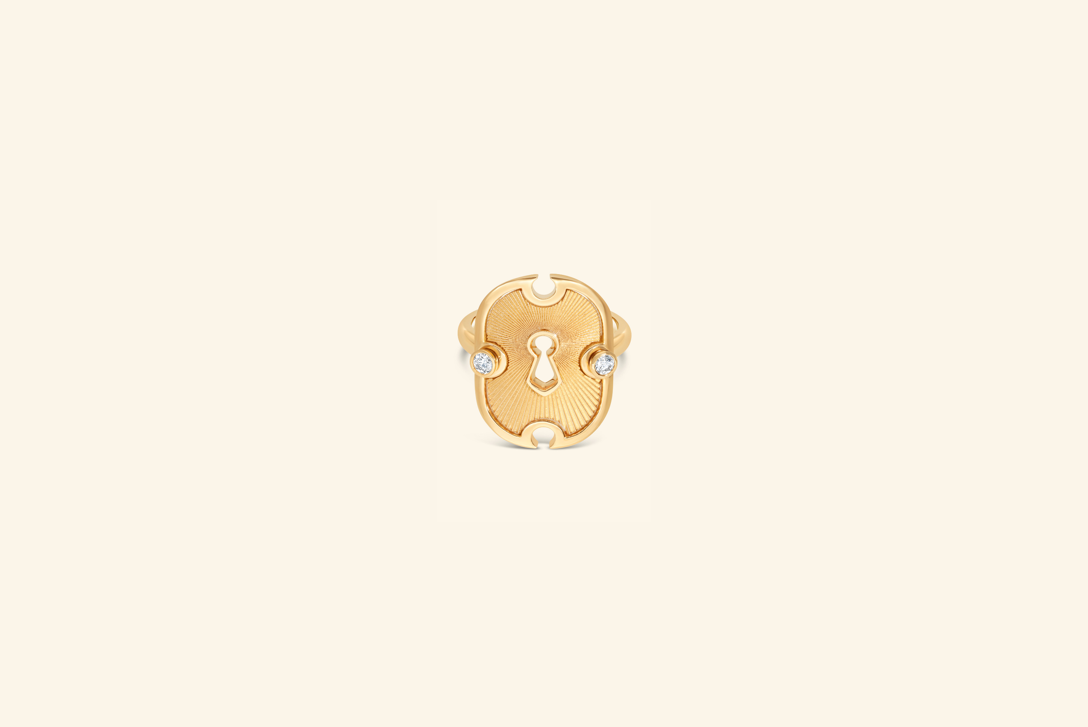 Unlock ring, yellow gold, diamonds