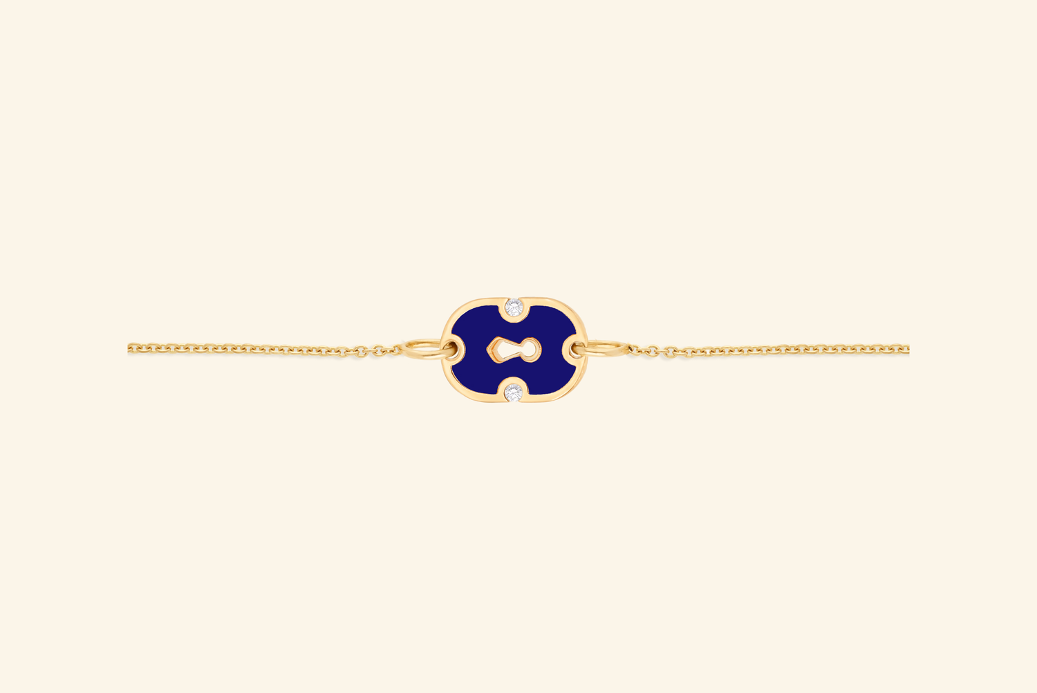 Unlock bracelet, small model, yellow gold, navy blue ceramic, diamonds