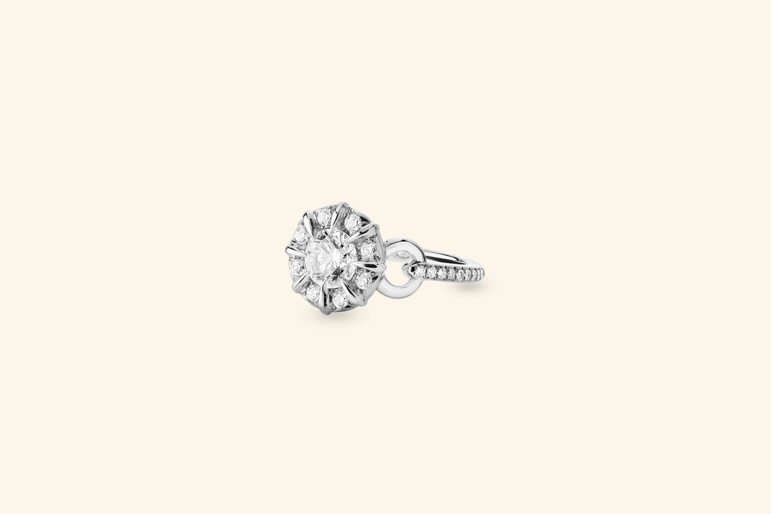 Flash ring, white gold, diamonds