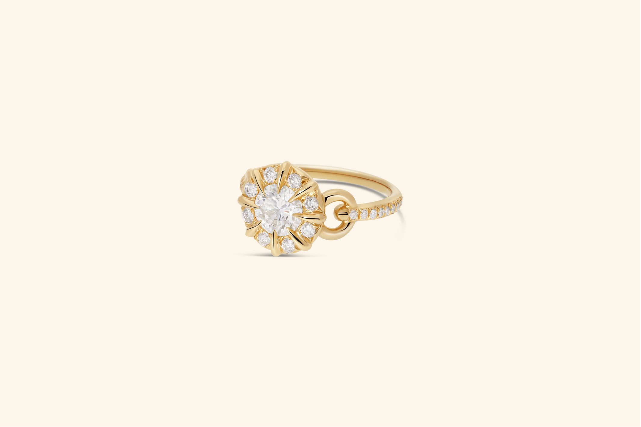 Flash ring, yellow gold, diamonds