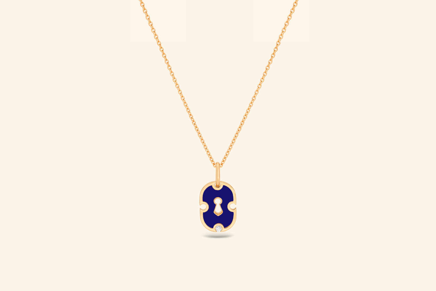 Pendentif Unlock petit modèle, or jaune, céramique bleue marine, diamant