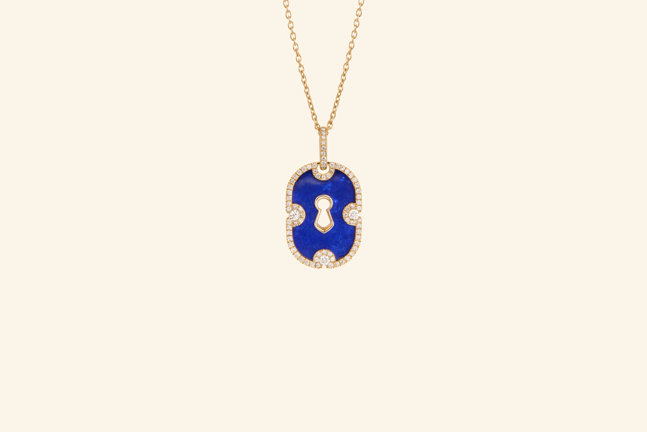 Unlock pavé pendant, yellow gold, lapis lazuli, diamonds