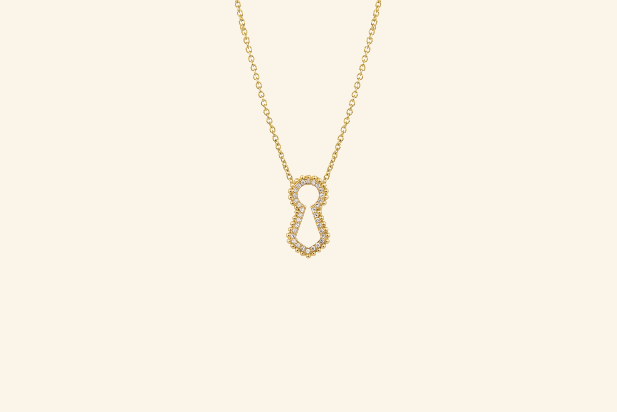 Unlock pavé pendant, small model, yellow gold, diamonds