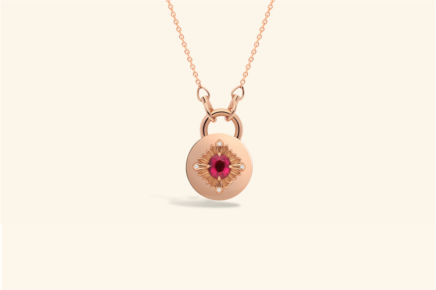 Collier Tag, or rose, diamants, tourmaline rose