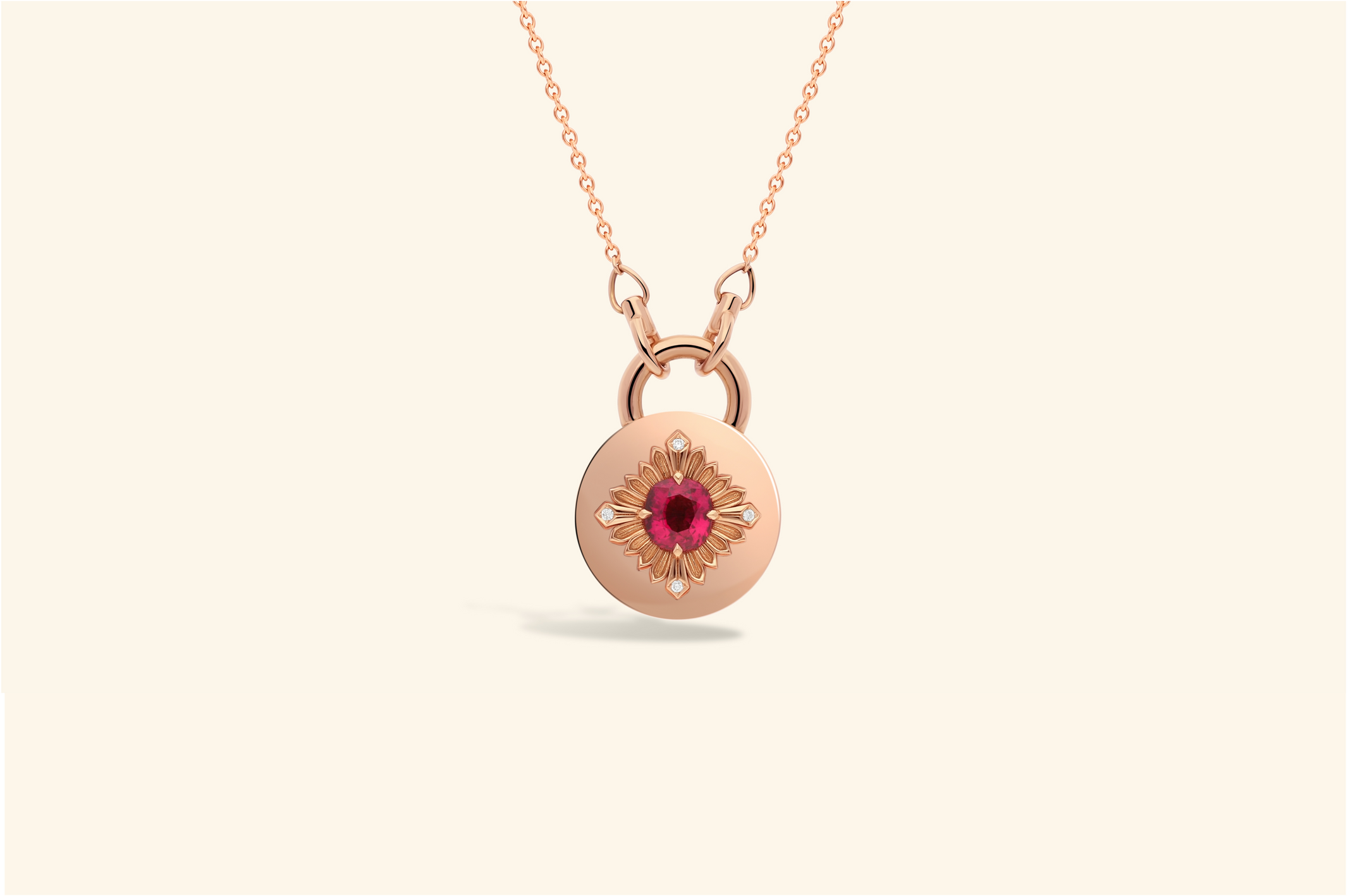 Collier Tag, or rose, diamants, tourmaline rose