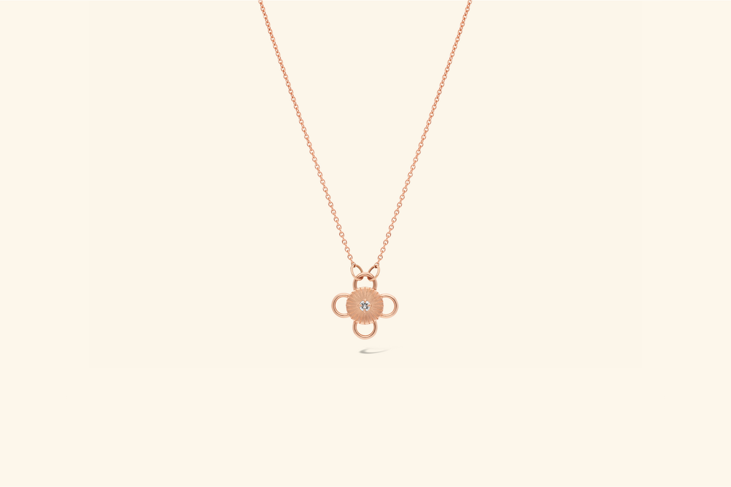 Collier Baby Bolt, diamant de ~0,07 carat serti sur un motif en or rose recyclé.