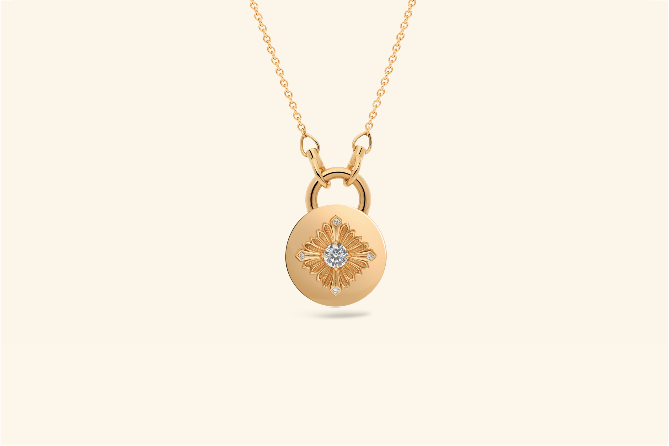 Tag necklace, yellow gold, diamonds