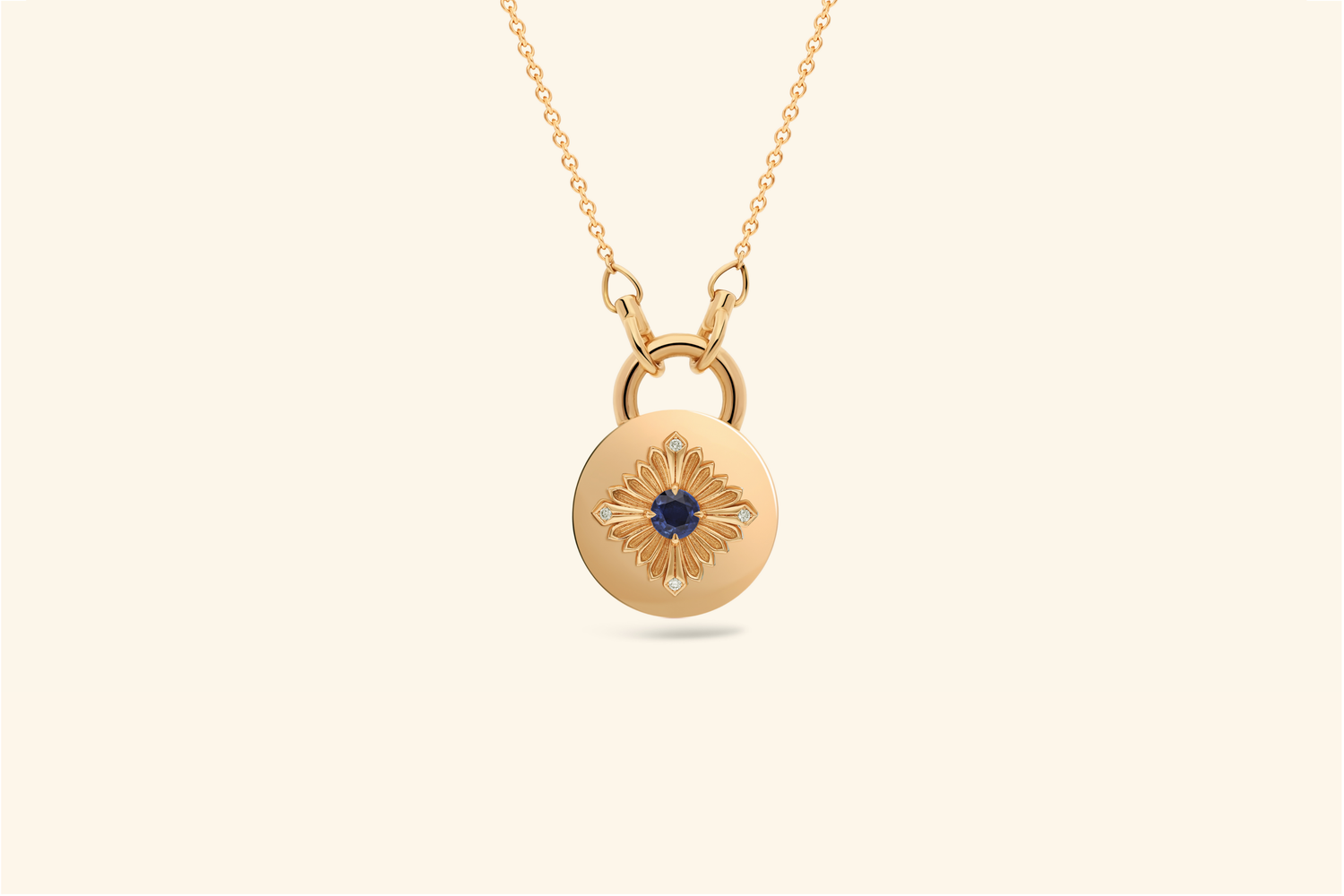 Collier Tag, or jaune, diamants, saphir