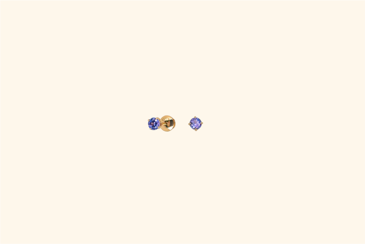 Earrings, yellow gold, tanzanite