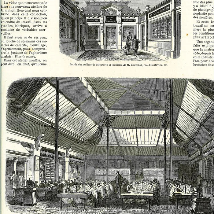 Archive de journal montrant la manufacture de joaillerie de Léon Rouvenat