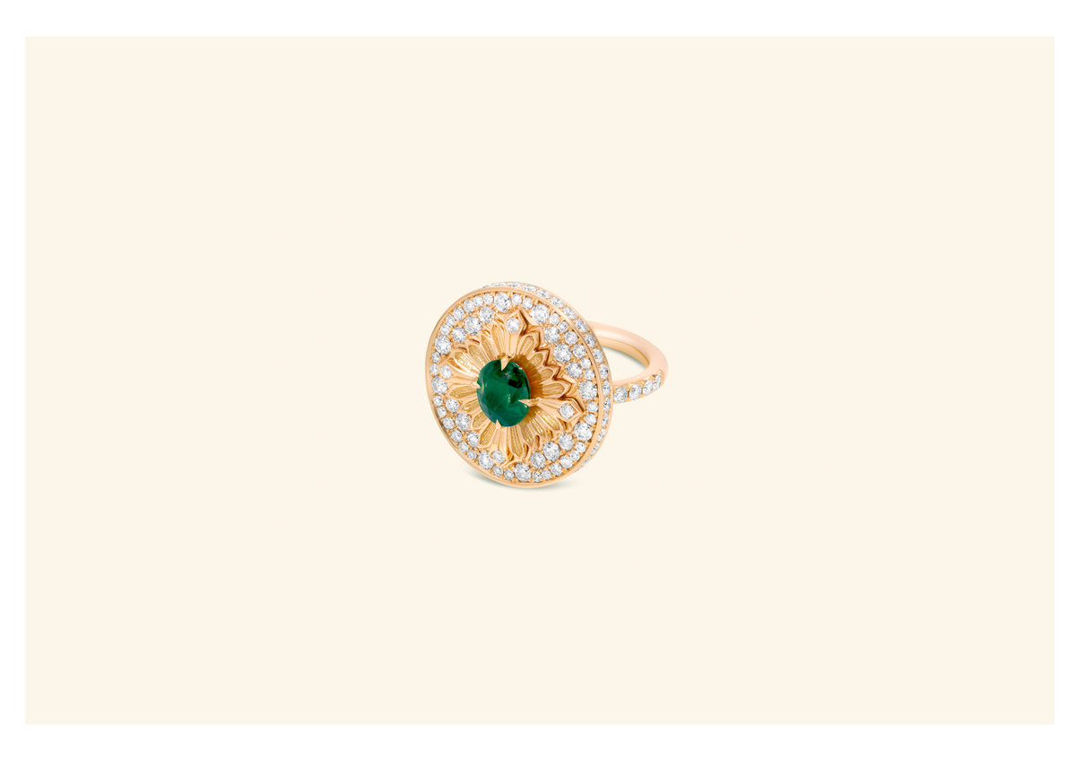 Bague Tag, or jaune, Émeraude et diamants